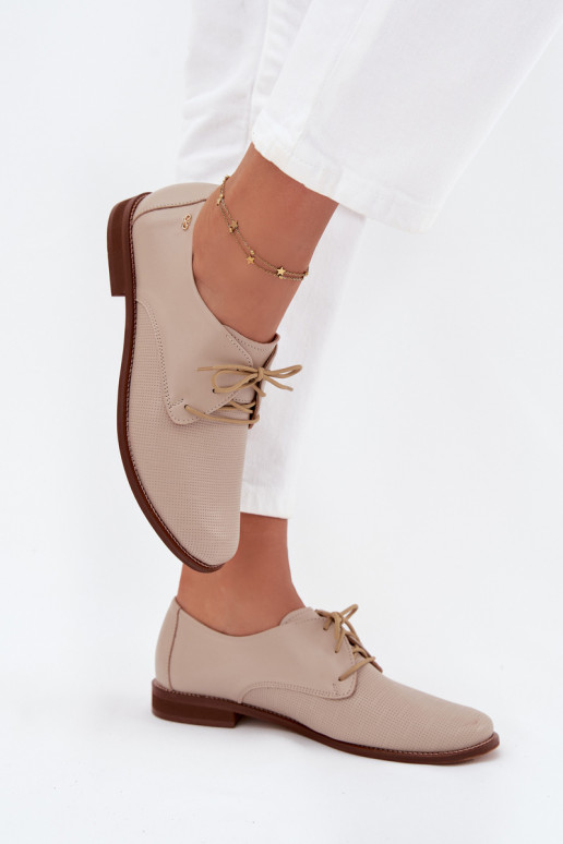 boty  Elegantní styl se šněrováním Zazoo 4238 béžové  boty  Elegantní styl se šněrováním Zazoo 4238 béžové