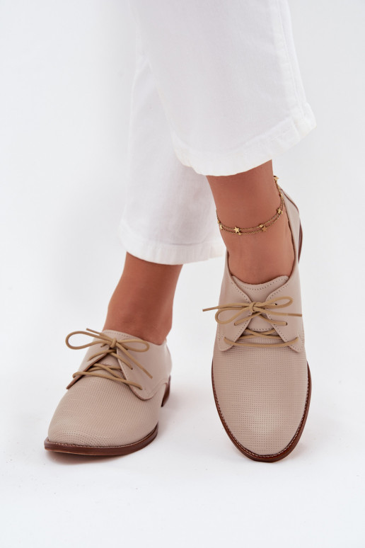 boty  Elegantní styl se šněrováním Zazoo 4238 béžové  boty  Elegantní styl se šněrováním Zazoo 4238 béžové