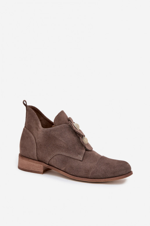 ze semiše boty   s květinovými motivykami Zazoo 3080 béžové