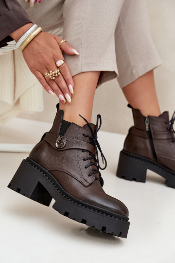 Dřeváky   se zdobenými podpatky zateplené Zazoo 60557 Czekoladowe