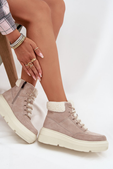 ze semiše Sněhule  se zateplením s platformou Vinceza 95354 béžové