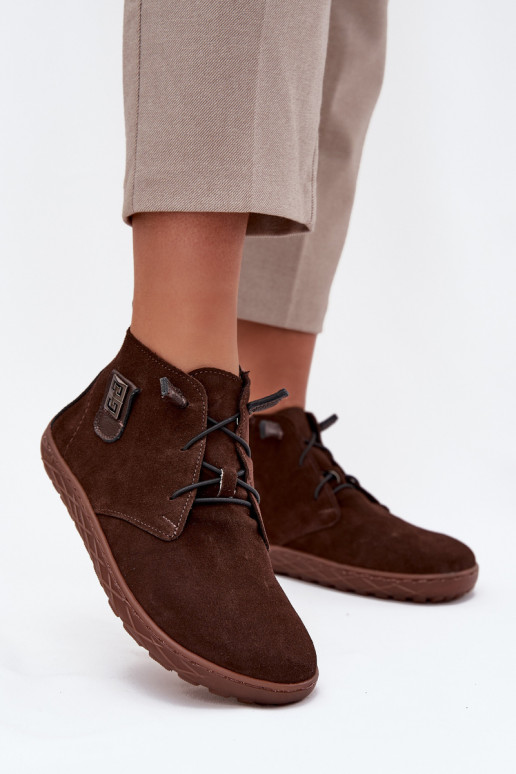 ze semiše boty Barefoot   Detalem Zazoo 30072 Czekoladowe
