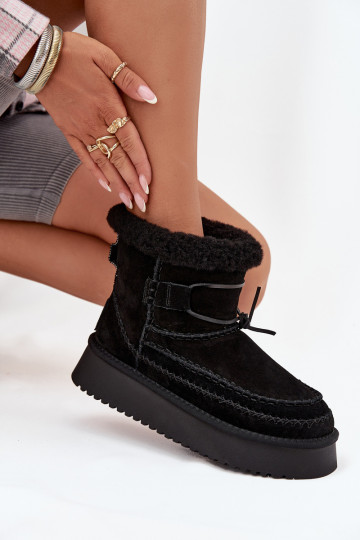 ze semiše Sněhule   Przeszyciami Big Star SS274372 Černé