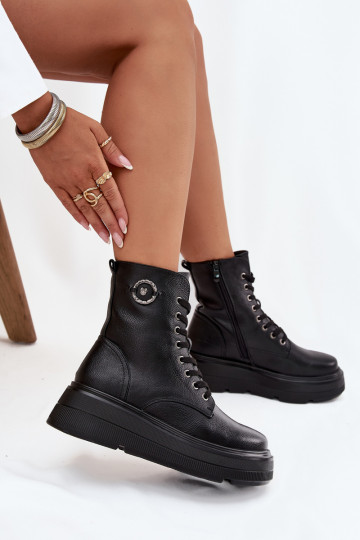 boty   zateplené s platformou  Detalem Vinceza 16513 Černé