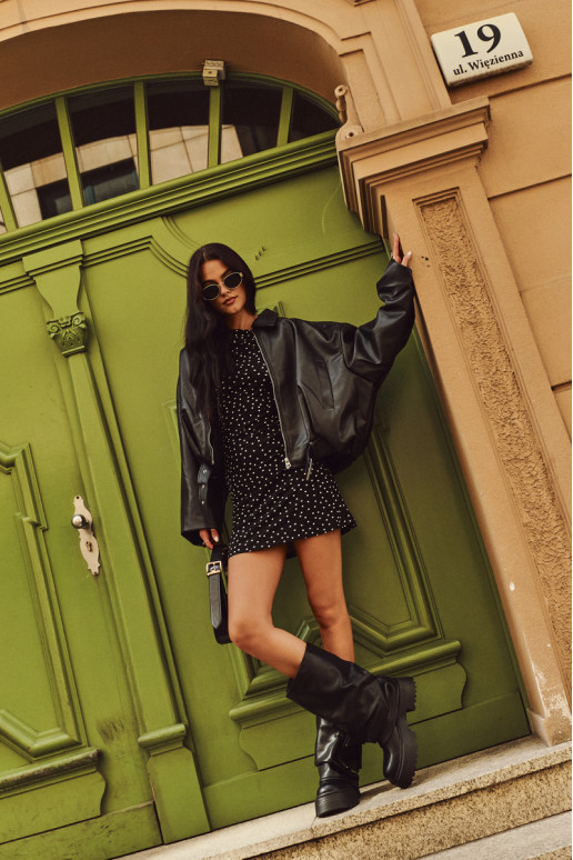 zateplené Slip-on vzor dámské dlouhé boty s platformou s kapsami Černé Clarinda