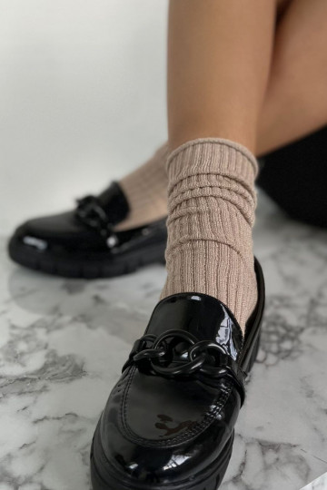 Ponožky  bez otevíráníPrążek z Lurexem béžové