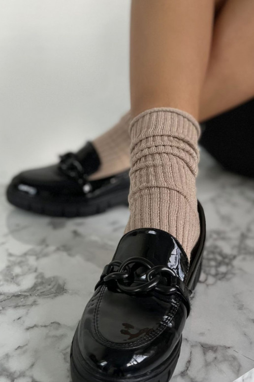 Ponožky  bez otevíráníPrążek z Lurexem béžové