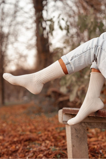 Ponožky  Wełniane slonová kost