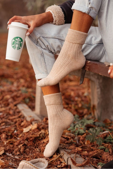 Ponožky  Wełniane béžové