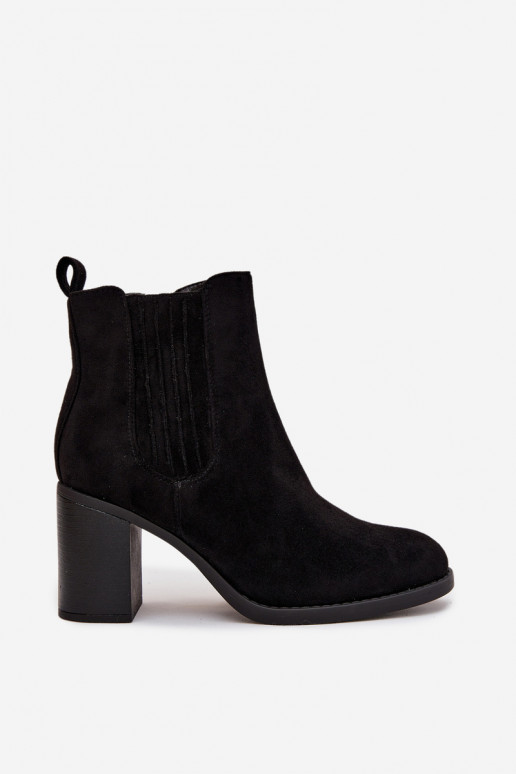 zateplené Dámské podpatky Na Słupkowym Obcasie Černé Brevina