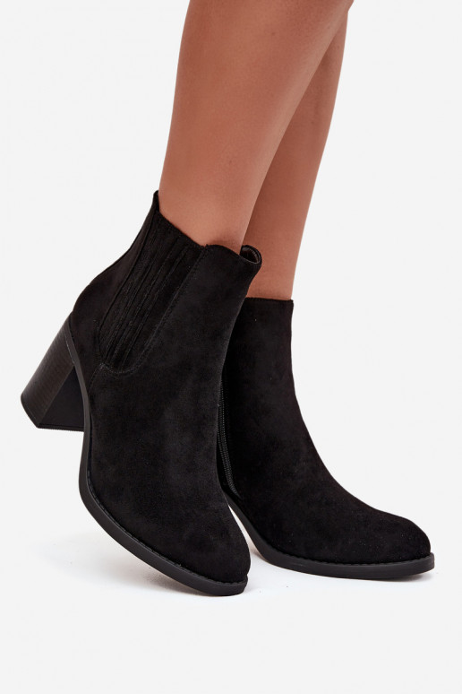 zateplené Dámské podpatky Na Słupkowym Obcasie Černé Brevina