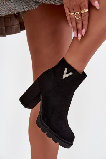 Dámské podpatky zateplené s podpatky  Detalem Černé Briella 2