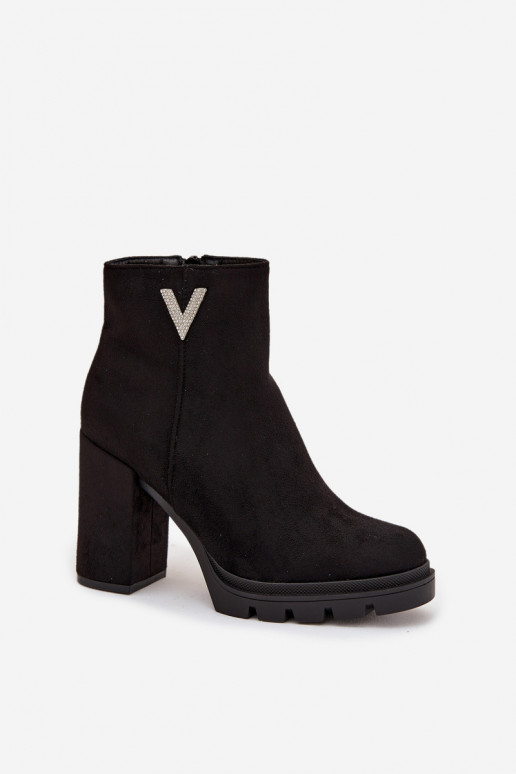 Dámské podpatky zateplené s podpatky  Detalem Černé Briella Dámské podpatky zateplené s podpatky  Detalem Černé Briella