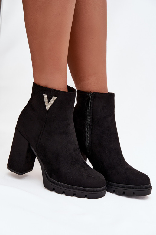 Dámské podpatky zateplené s podpatky  Detalem Černé Briella Dámské podpatky zateplené s podpatky  Detalem Černé Briella