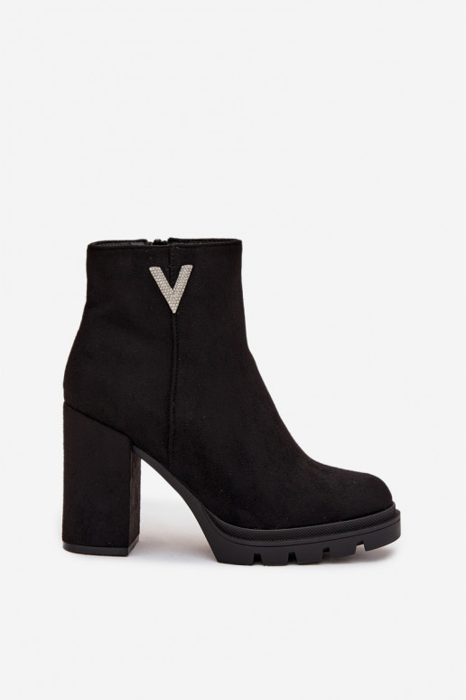 Dámské podpatky zateplené s podpatky  Detalem Černé Briella Dámské podpatky zateplené s podpatky  Detalem Černé Briella