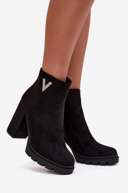 Dámské podpatky zateplené s podpatky  Detalem Černé Briella Dámské podpatky zateplené s podpatky  Detalem Černé Briella