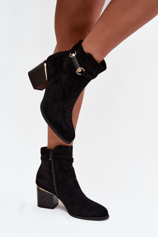 Dámské podpatky zateplené s podpatky se zdobenými podpatky Černé Galissa Dámské podpatky zateplené s podpatky se zdobenými podpatky Černé Galissa