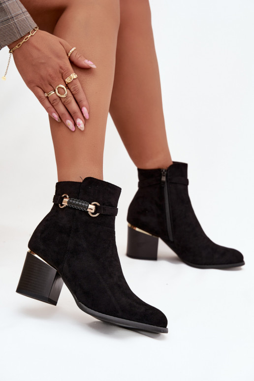 Dámské podpatky zateplené s podpatky se zdobenými podpatky Černé Galissa Dámské podpatky zateplené s podpatky se zdobenými podpatky Černé Galissa