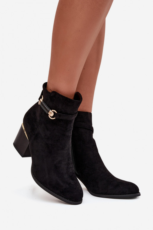 Dámské podpatky zateplené s podpatky se zdobenými podpatky Černé Galissa Dámské podpatky zateplené s podpatky se zdobenými podpatky Černé Galissa