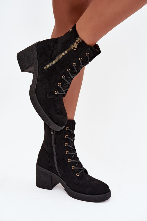 zateplené Dámské podpatky  a zipyami Černé Paressa zateplené Dámské podpatky  a zipyami Černé Paressa