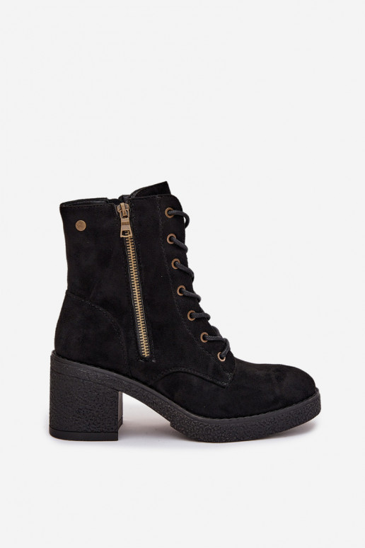 zateplené Dámské podpatky  a zipyami Černé Paressa zateplené Dámské podpatky  a zipyami Černé Paressa