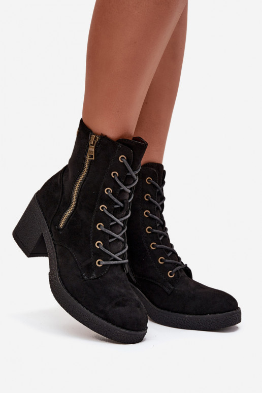 zateplené Dámské podpatky  a zipyami Černé Paressa zateplené Dámské podpatky  a zipyami Černé Paressa