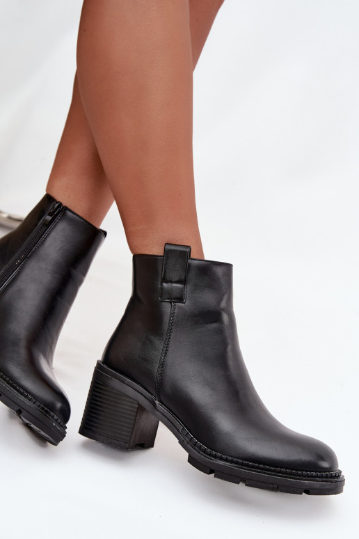 zateplené Dámské podpatky z ekologické kůže s podpatky Černé Alvena zateplené Dámské podpatky z ekologické kůže s podpatky Černé Alvena