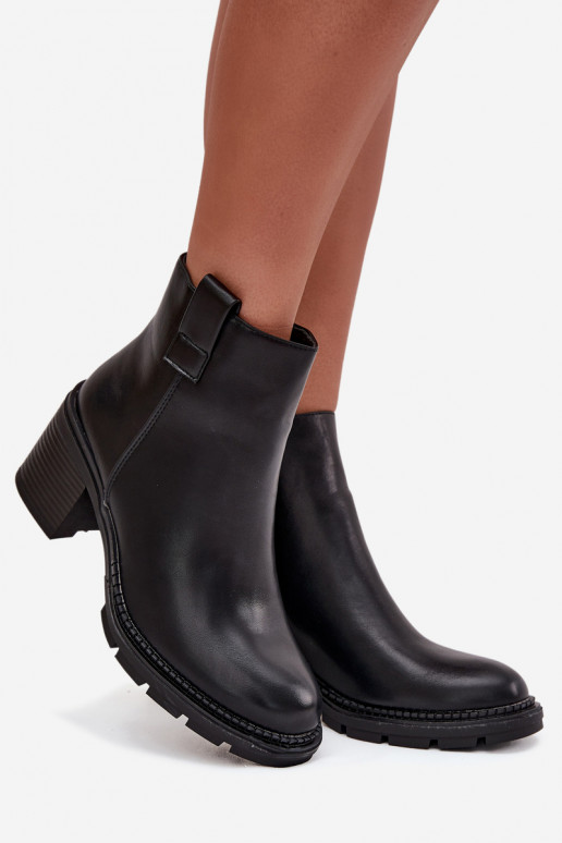 zateplené Dámské podpatky z ekologické kůže s podpatky Černé Alvena zateplené Dámské podpatky z ekologické kůže s podpatky Černé Alvena