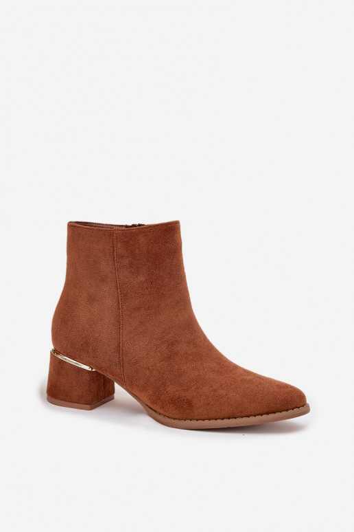 Dámské podpatky s podpatky Ze zlaté barvym  zateplené hnědáNolessa Dámské podpatky s podpatky Ze zlaté barvym  zateplené hnědáNolessa