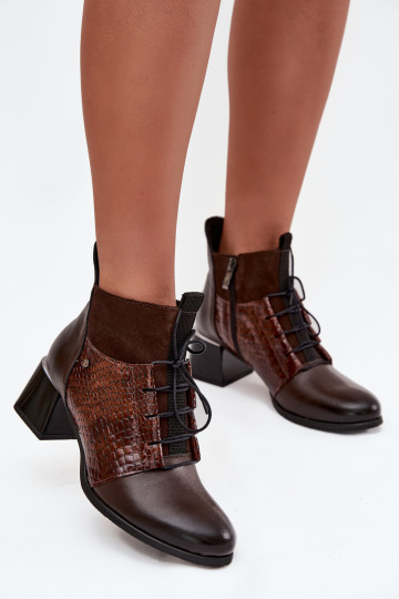 Zazoo 60503 Dřeváky s podpatky zateplené Czekoladowe