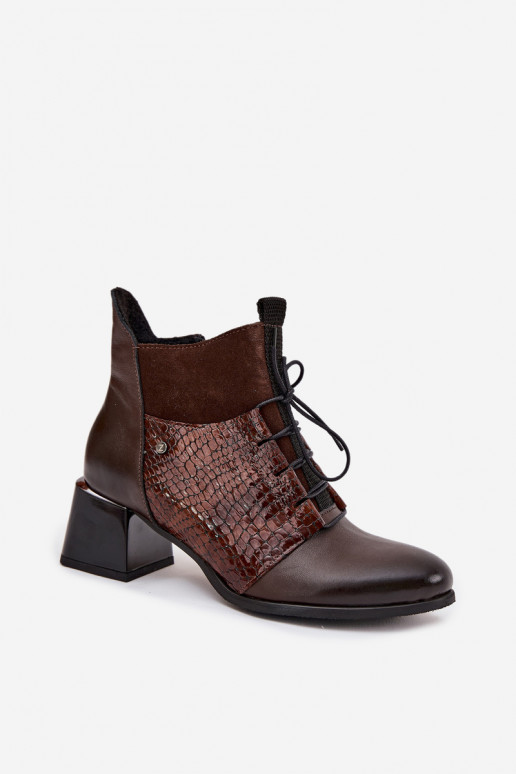 Zazoo 60503 Dřeváky s podpatky zateplené Czekoladowe