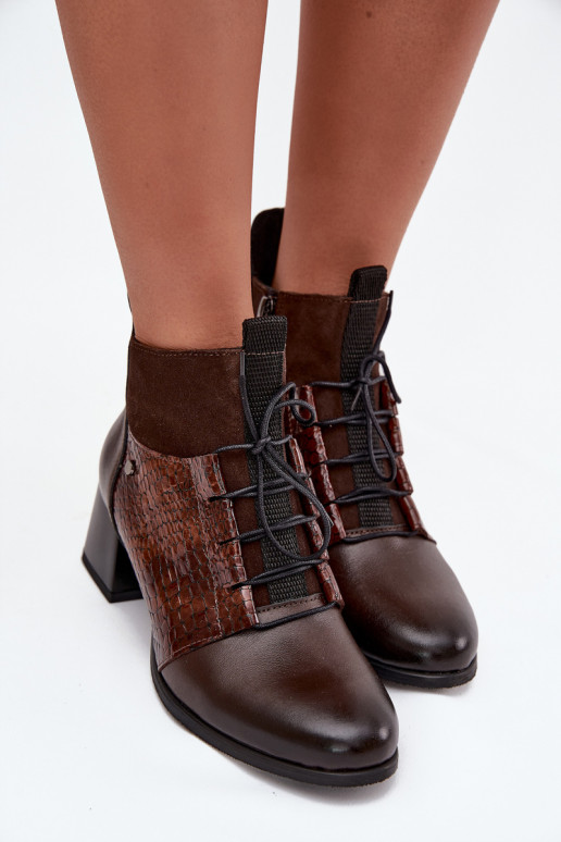 Zazoo 60503 Dřeváky s podpatky zateplené Czekoladowe