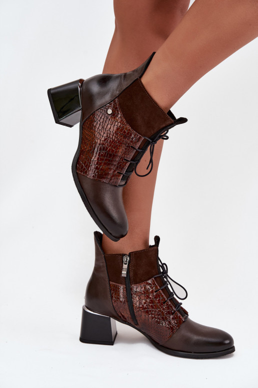 Zazoo 60503 Dřeváky s podpatky zateplené Czekoladowe