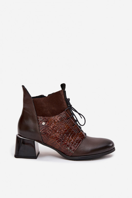 Zazoo 60503 Dřeváky s podpatky zateplené Czekoladowe