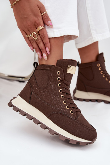 zateplené boty  s platformou hnědá Marivira