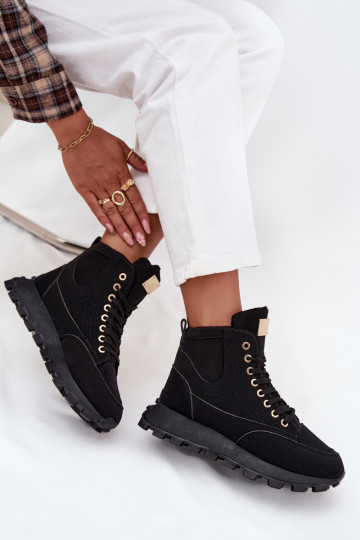 zateplené boty  s platformou Černé Marivira