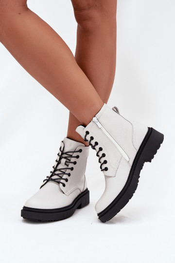 zateplené Dámské podpatky Z Naturalnej Skóry Sergio Leone BT25248-S bílé 2