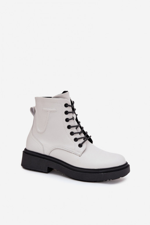 zateplené Dámské podpatky Z Naturalnej Skóry Sergio Leone BT25248-S bílé