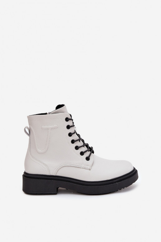 zateplené Dámské podpatky Z Naturalnej Skóry Sergio Leone BT25248-S bílé