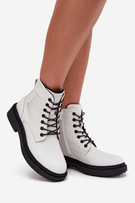 zateplené Dámské podpatky Z Naturalnej Skóry Sergio Leone BT25248-S bílé