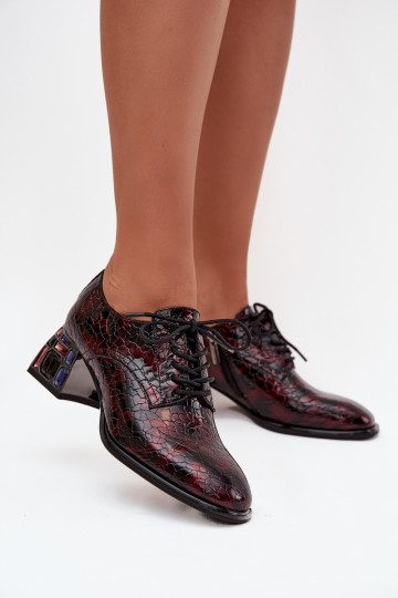 Lakované kožené tenisky  s podpatky s třpytivýma očima Artiker 57C0073 vínová