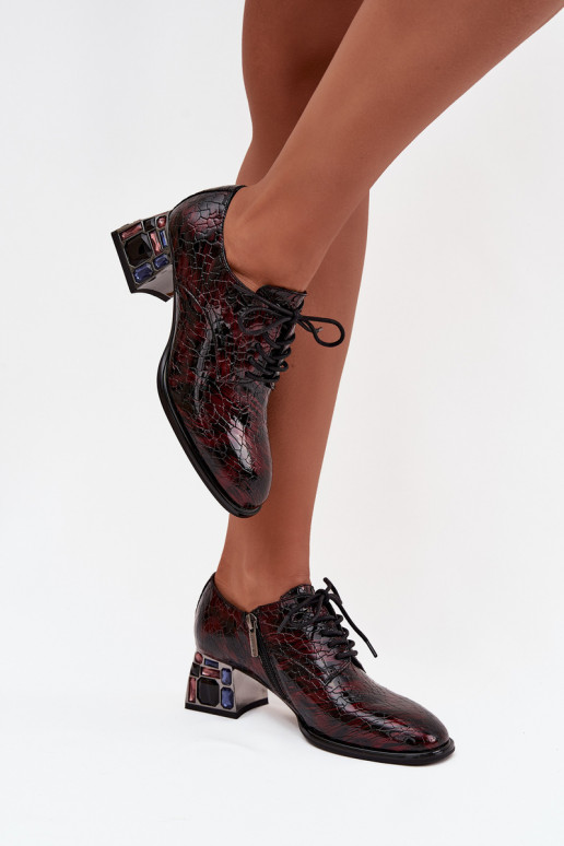 Lakované kožené tenisky  s podpatky s třpytivýma očima Artiker 57C0073 vínová