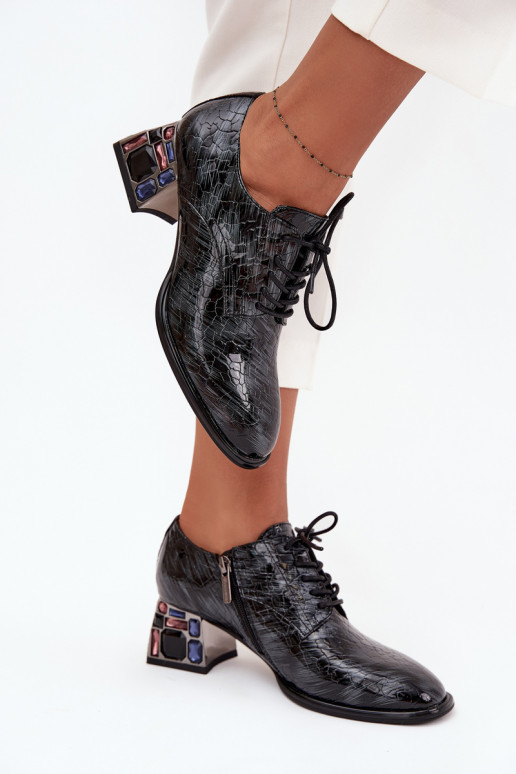 Lakované kožené tenisky  s podpatky s třpytivýma očima Artiker 57C0072 šedá