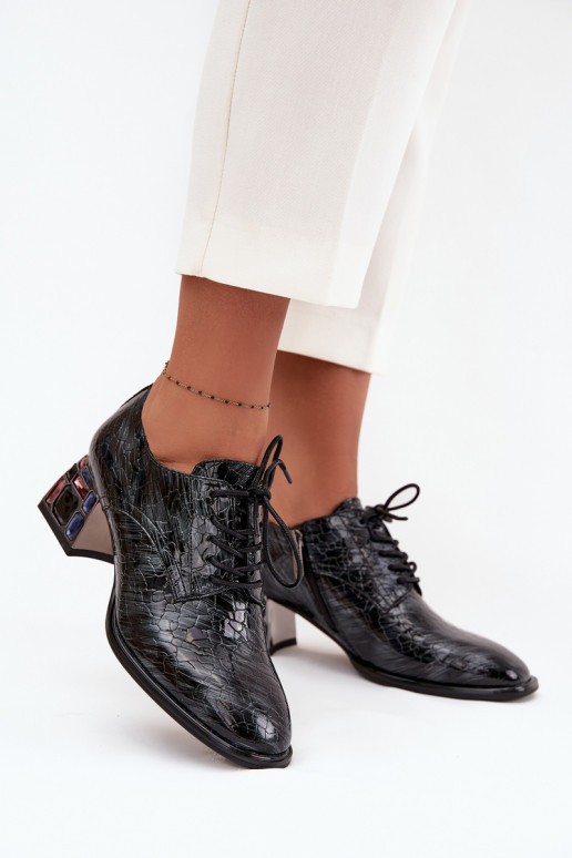 Lakované kožené tenisky  s podpatky s třpytivýma očima Artiker 57C0072 šedá