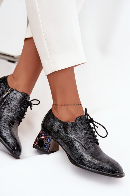 Lakované kožené tenisky  s podpatky s třpytivýma očima Artiker 57C0072 šedá