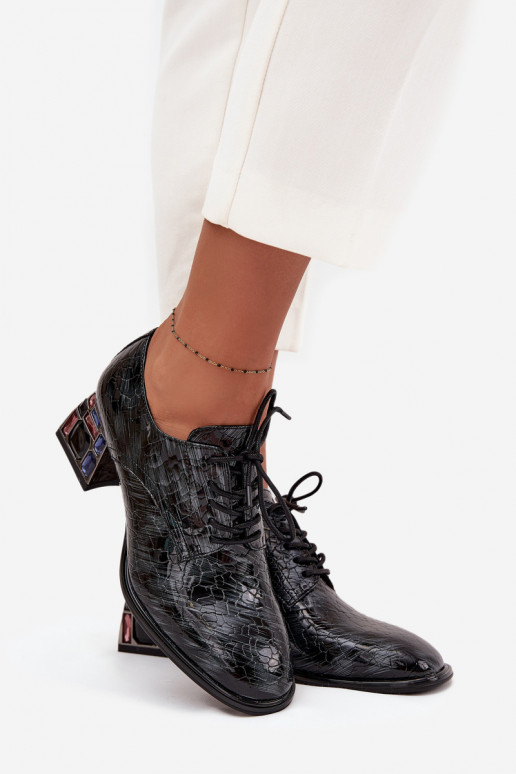 Lakované kožené tenisky  s podpatky s třpytivýma očima Artiker 57C0072 šedá