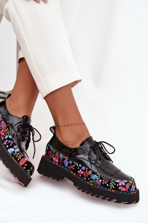 s efektem laku boty Z Naturalnej Skóry se vzory Artiker 57C0174 Černé