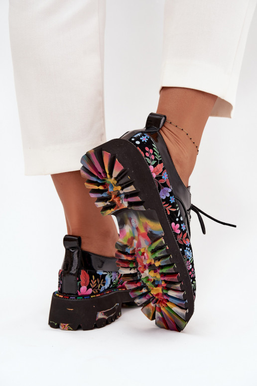 s efektem laku boty Z Naturalnej Skóry se vzory Artiker 57C0174 Černé