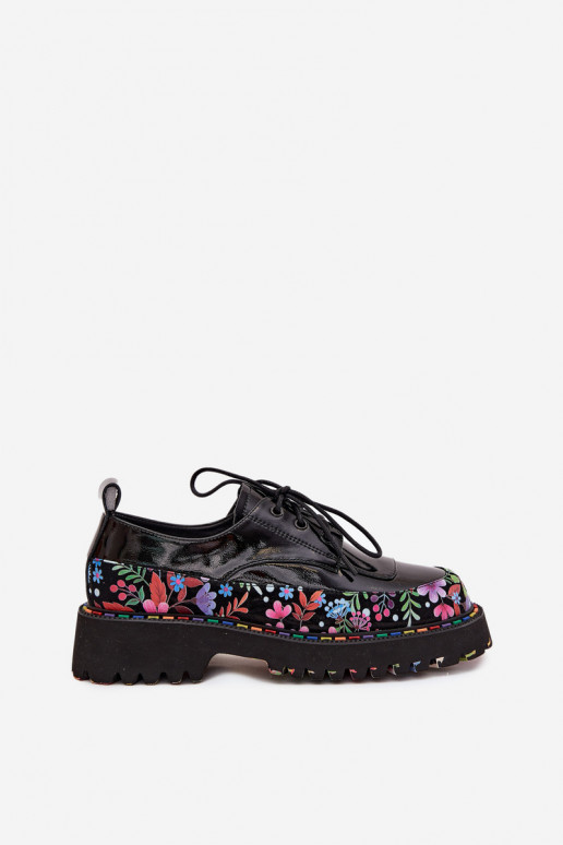 s efektem laku boty Z Naturalnej Skóry se vzory Artiker 57C0174 Černé