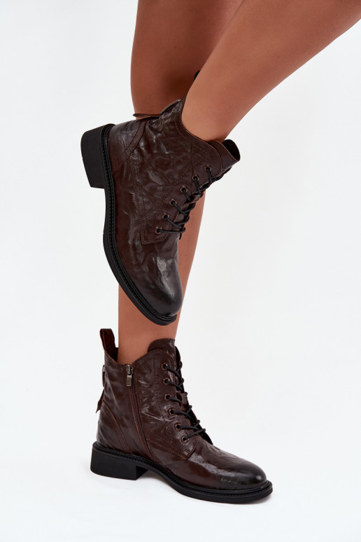 Dámské podpatky Z Naturalnej Skóry zateplené Artiker 57C1005 Czekoladowe